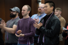 Graduating student veterans watch their peers accept the annual commencement cord during the 2023 ceremony. 