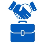 business hand shake and briefcase. 